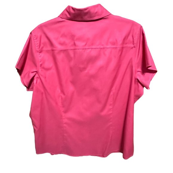 Coldwater Creek NWT women’s size 1X pink short sleeve button front top - Picture 3 of 8